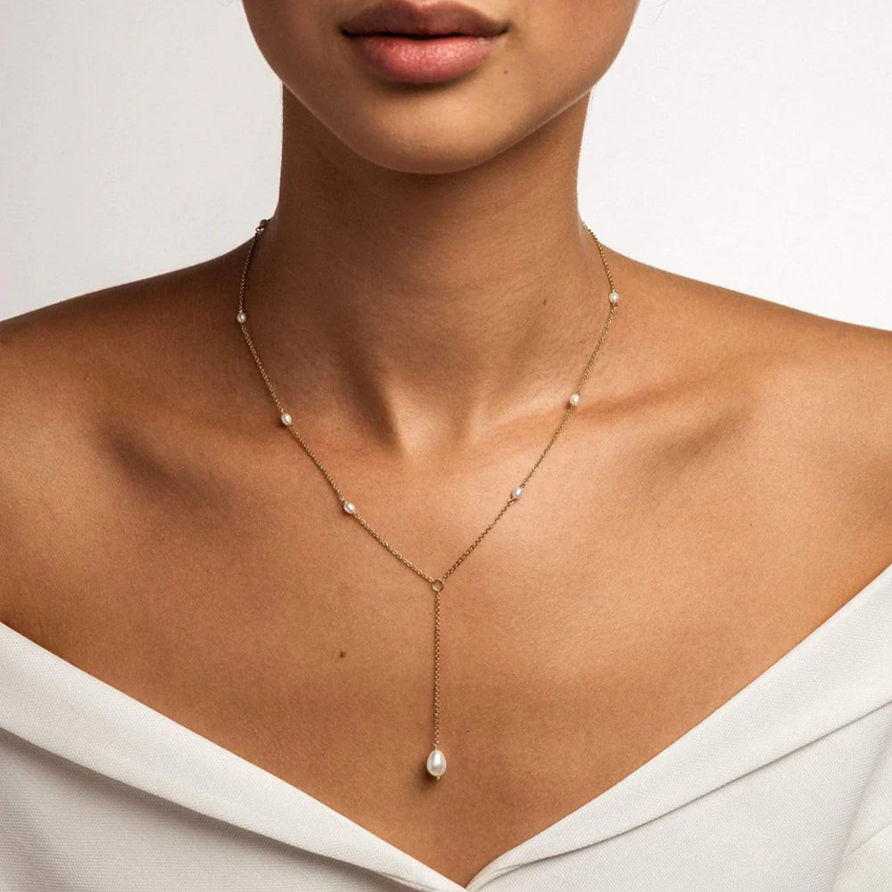 Dainty Fresh Water Pearl Necklace - Gold Plated Chain