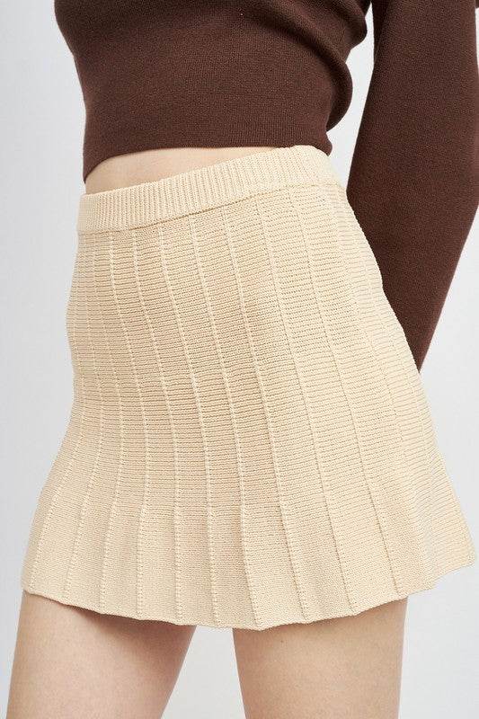 PLEATED MINI SKIRT with ELASTIC WAISTBAND
