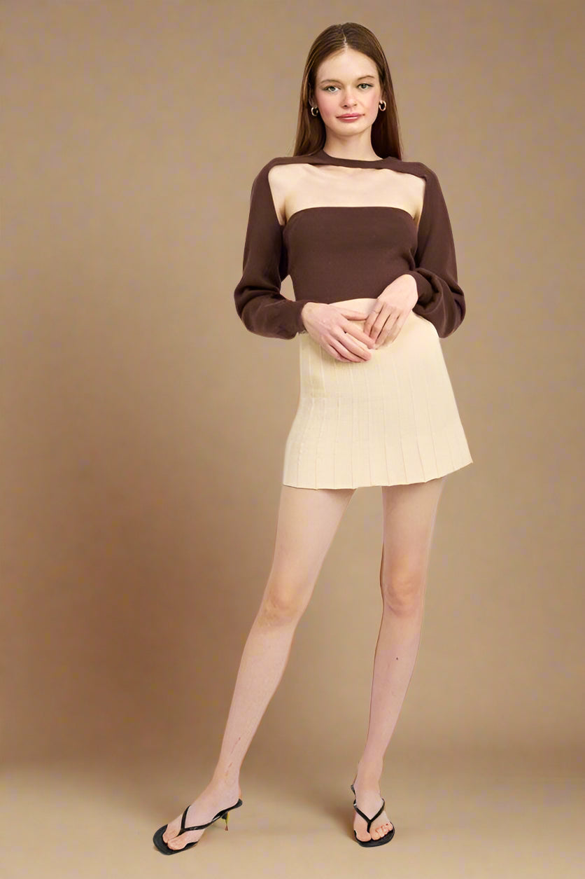 PLEATED MINI SKIRT with ELASTIC WAISTBAND