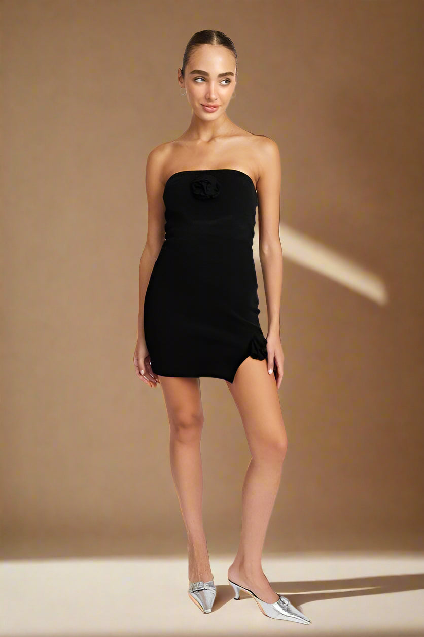 ROSETTE MINI TUBE DRESS with SLIT