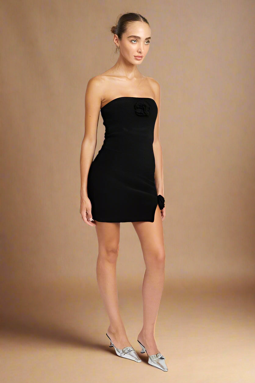 ROSETTE MINI TUBE DRESS with SLIT