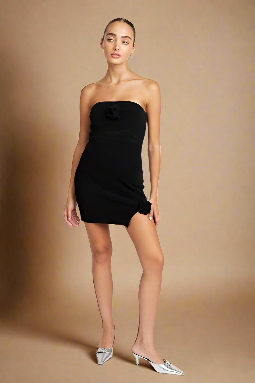 ROSETTE MINI TUBE DRESS with SLIT