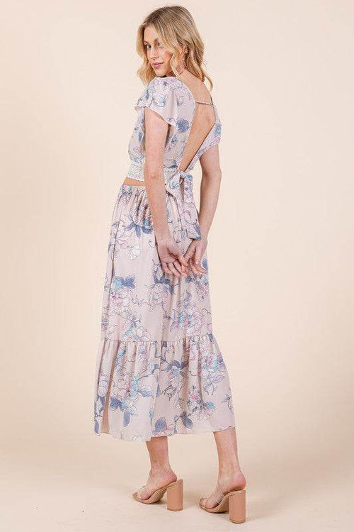 Ruffle Bottom Floral Print Skirt