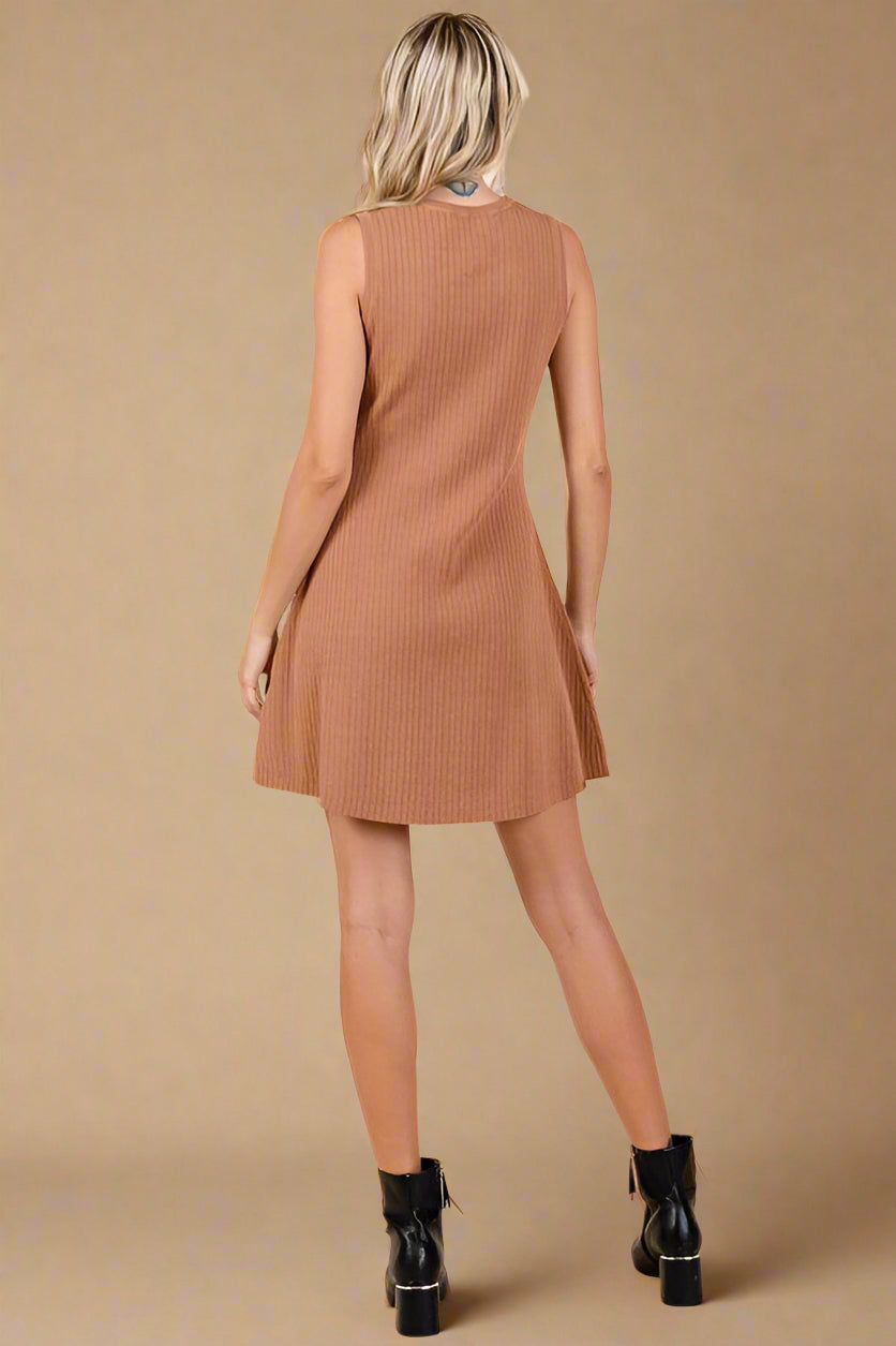 Ribbed Knit Sleeveless Sweater Mini Dress