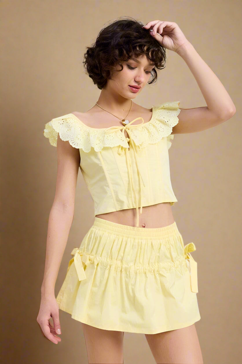 MNII RUCHED POPLIN MINI SKIRT