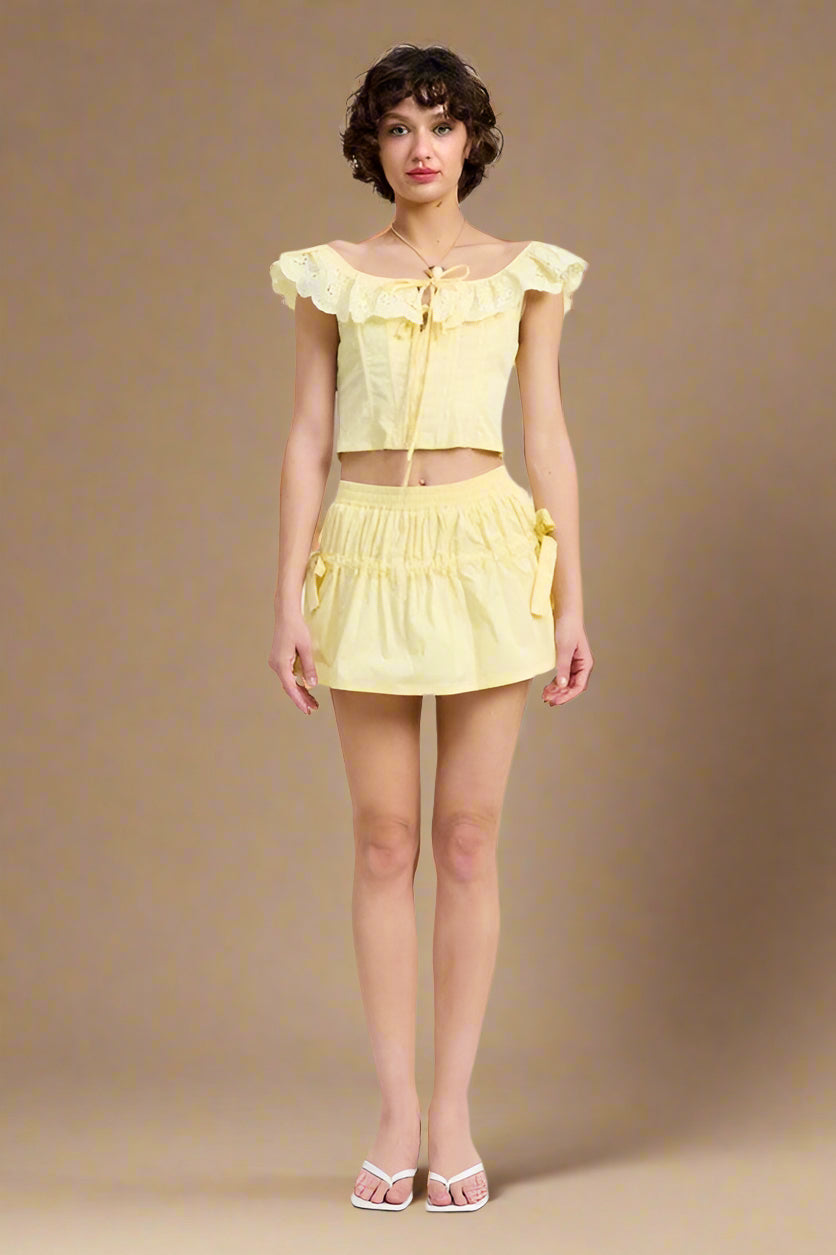 MNII RUCHED POPLIN MINI SKIRT