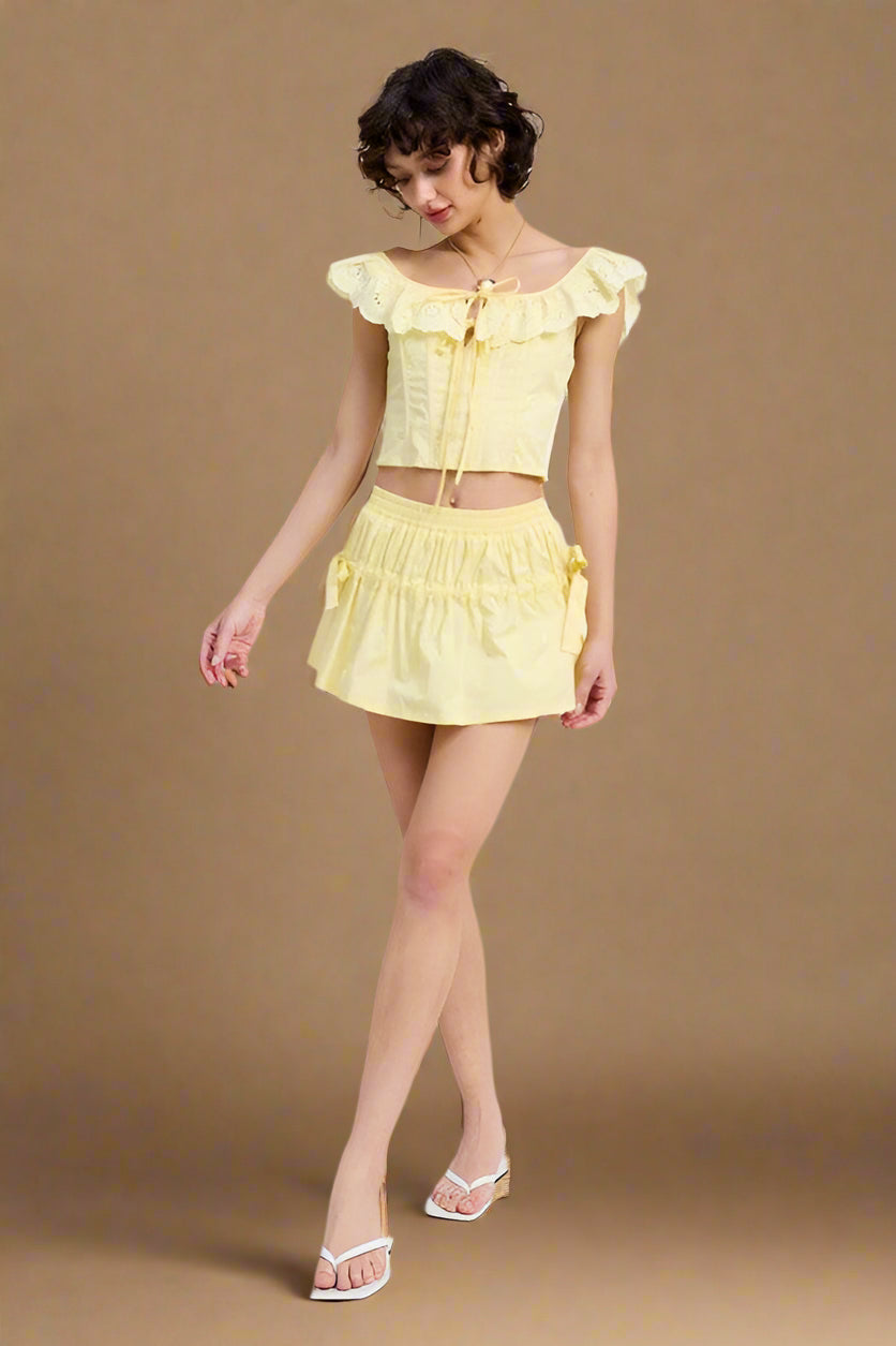 MNII RUCHED POPLIN MINI SKIRT