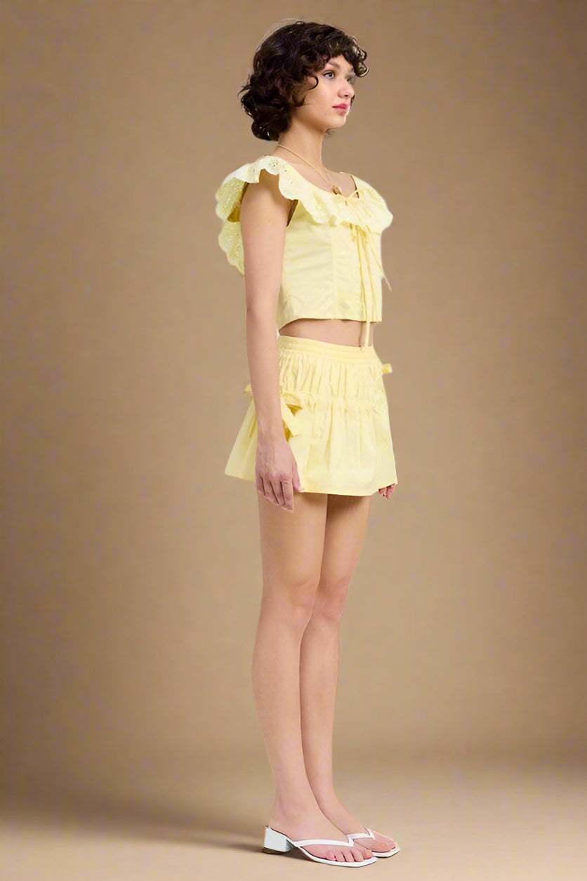 MNII RUCHED POPLIN MINI SKIRT