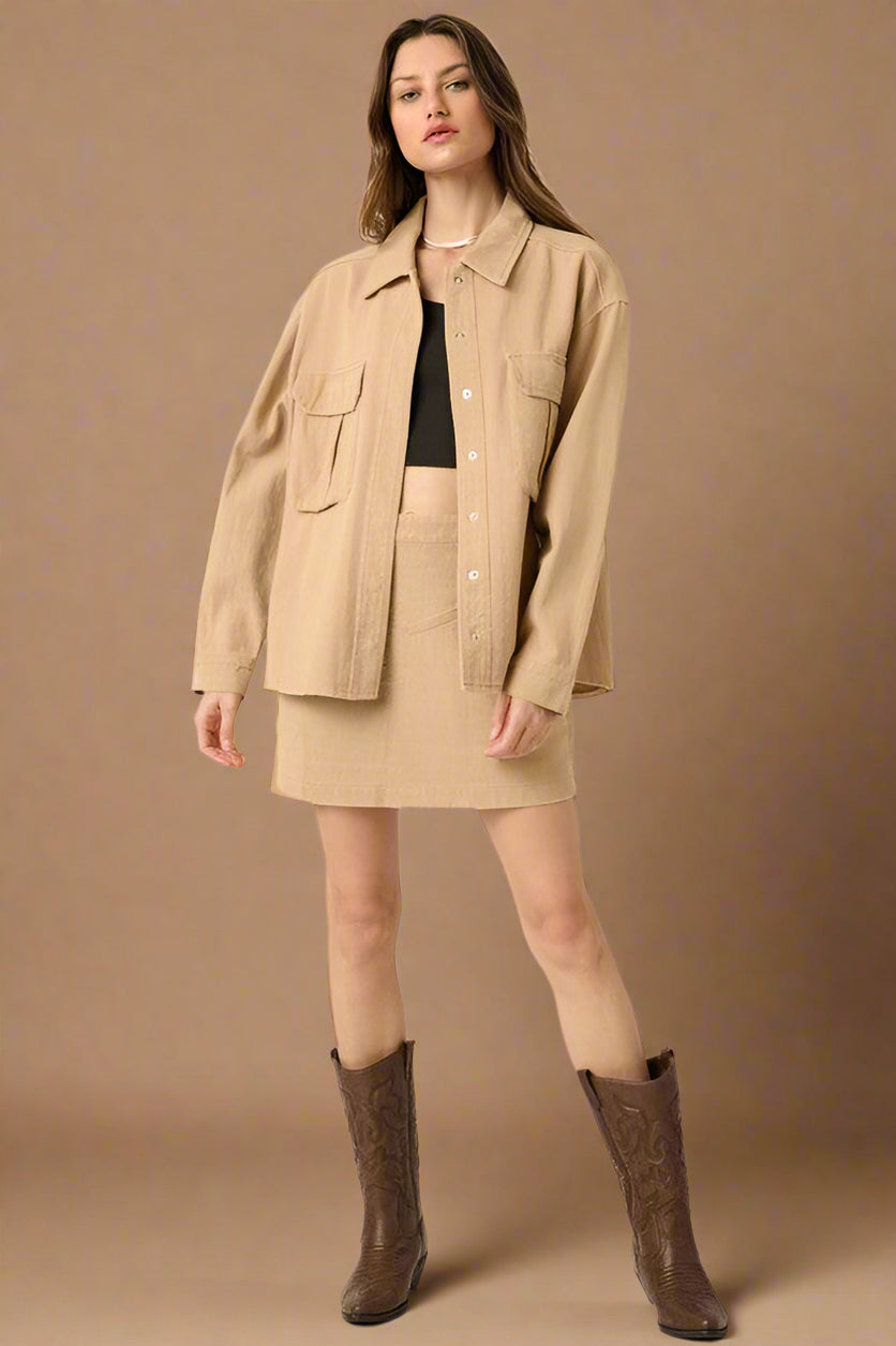 Mittoshop Zipper Back Twill Mini Skirt