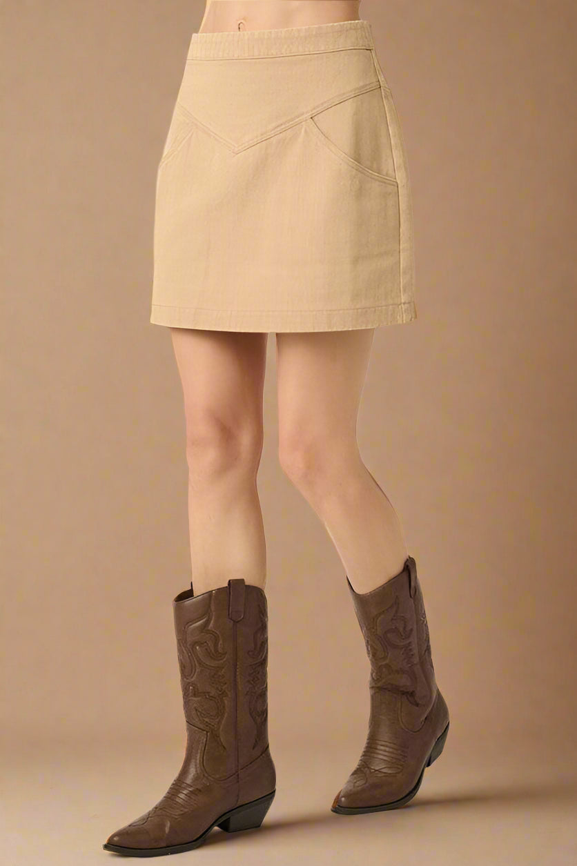 Mittoshop Zipper Back Twill Mini Skirt