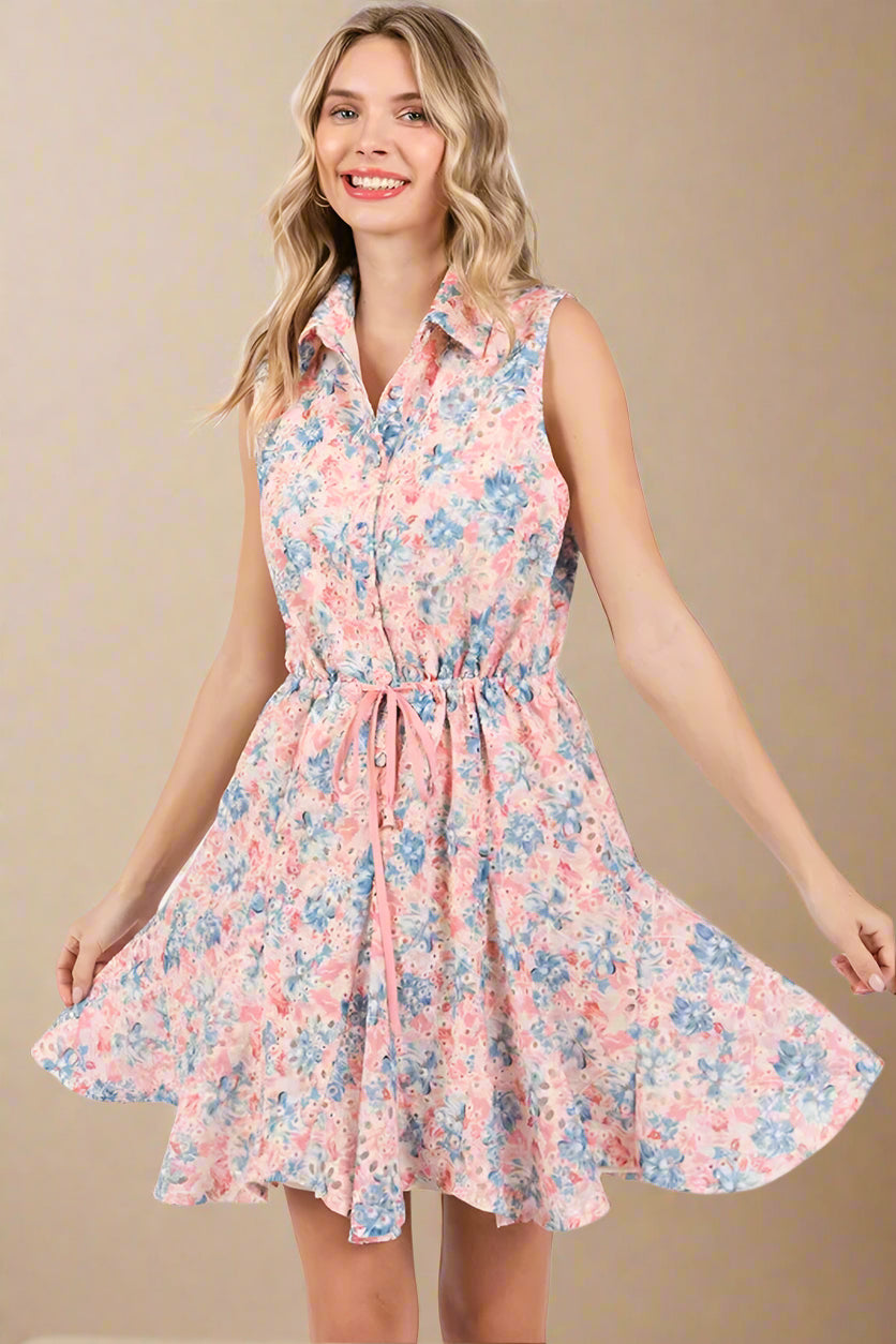 Floral Eyelet Mini Dress