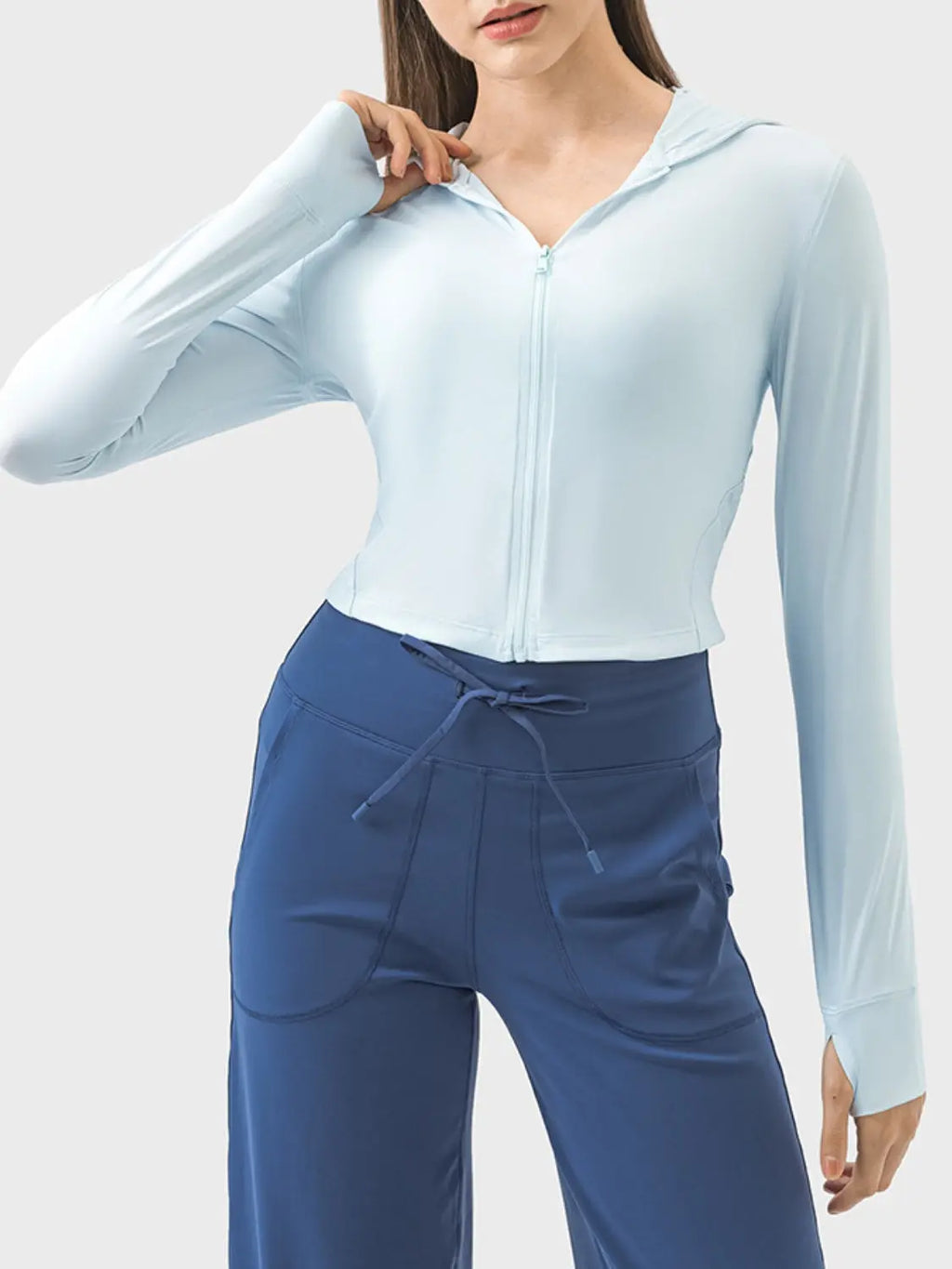Zip up Hooded Long Sleeve Active Outerwear