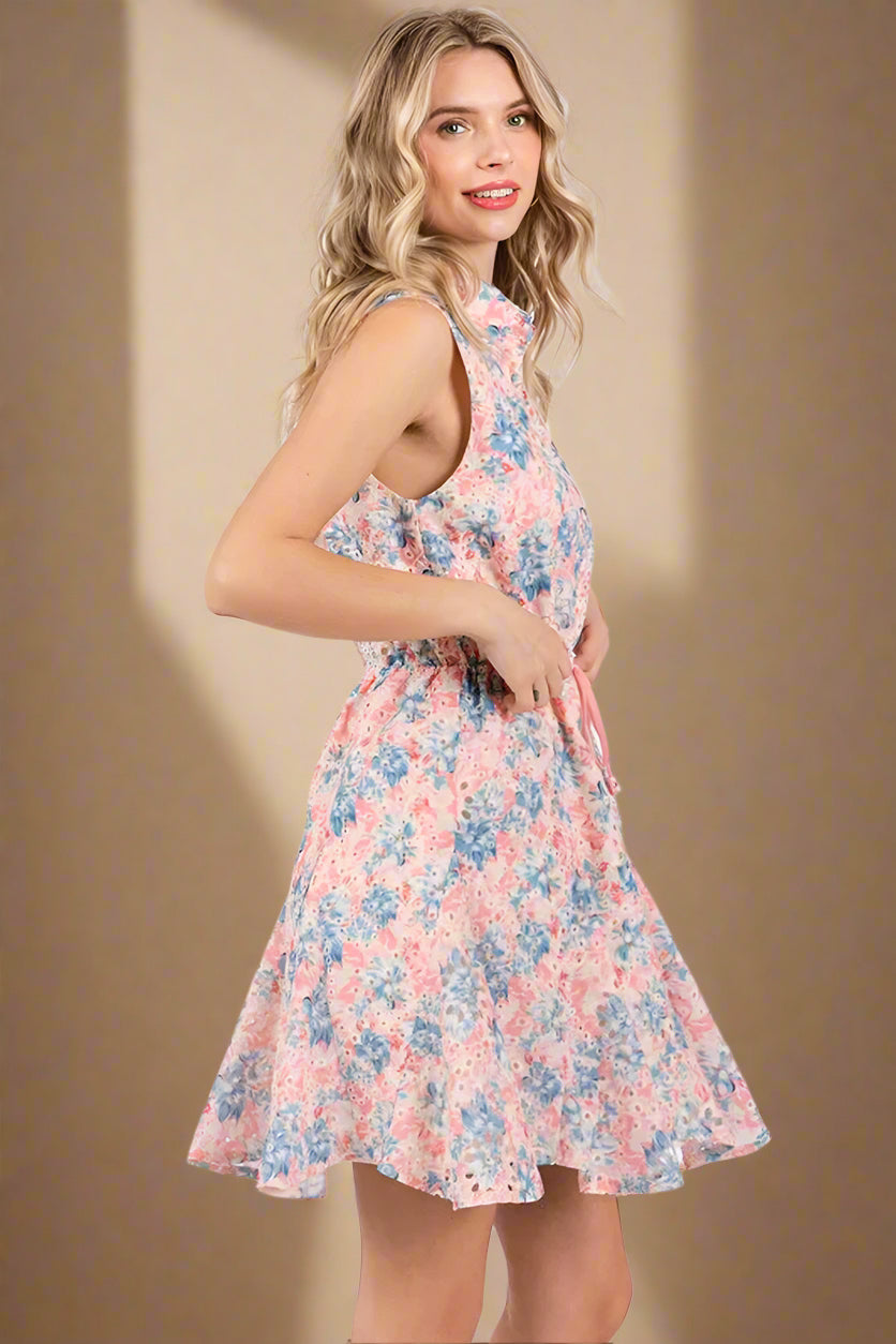 Floral Eyelet Mini Dress