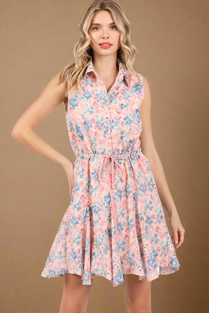 Floral Eyelet Mini Dress