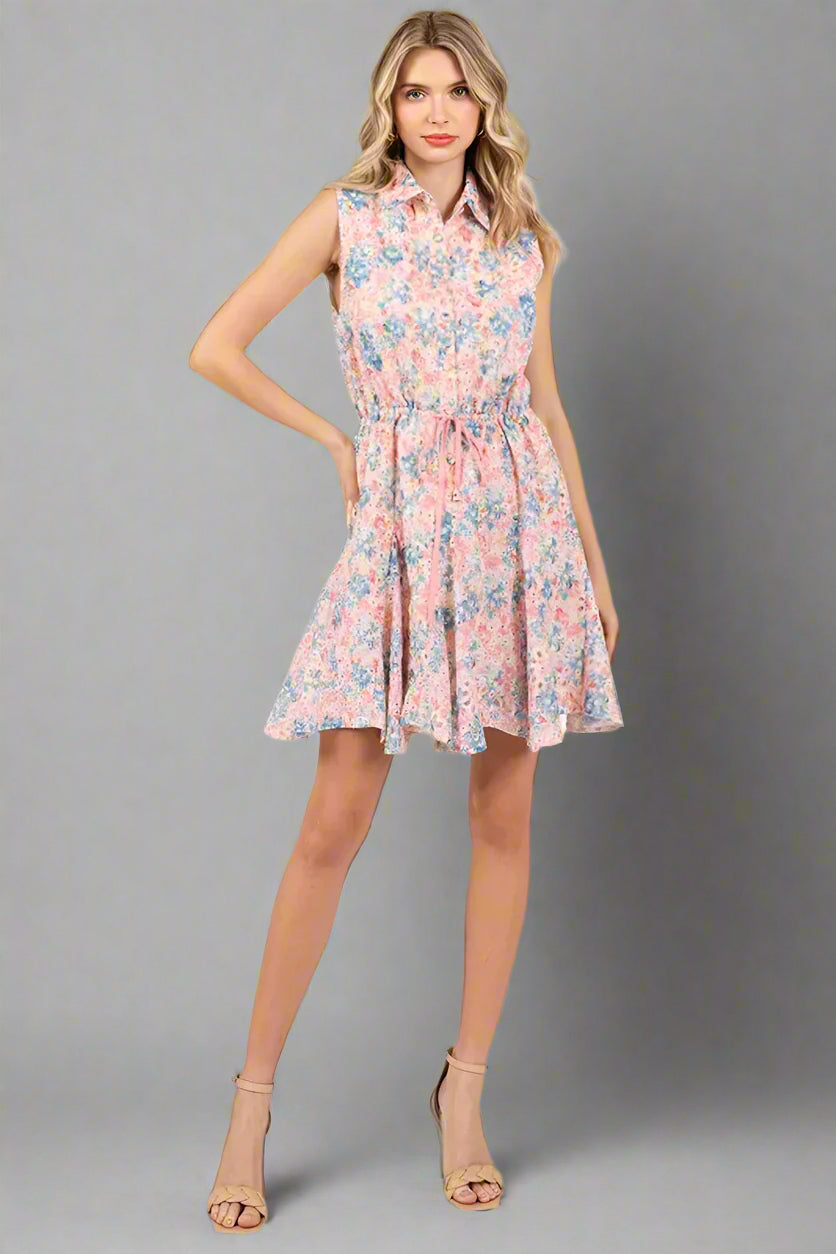 Floral Eyelet Mini Dress