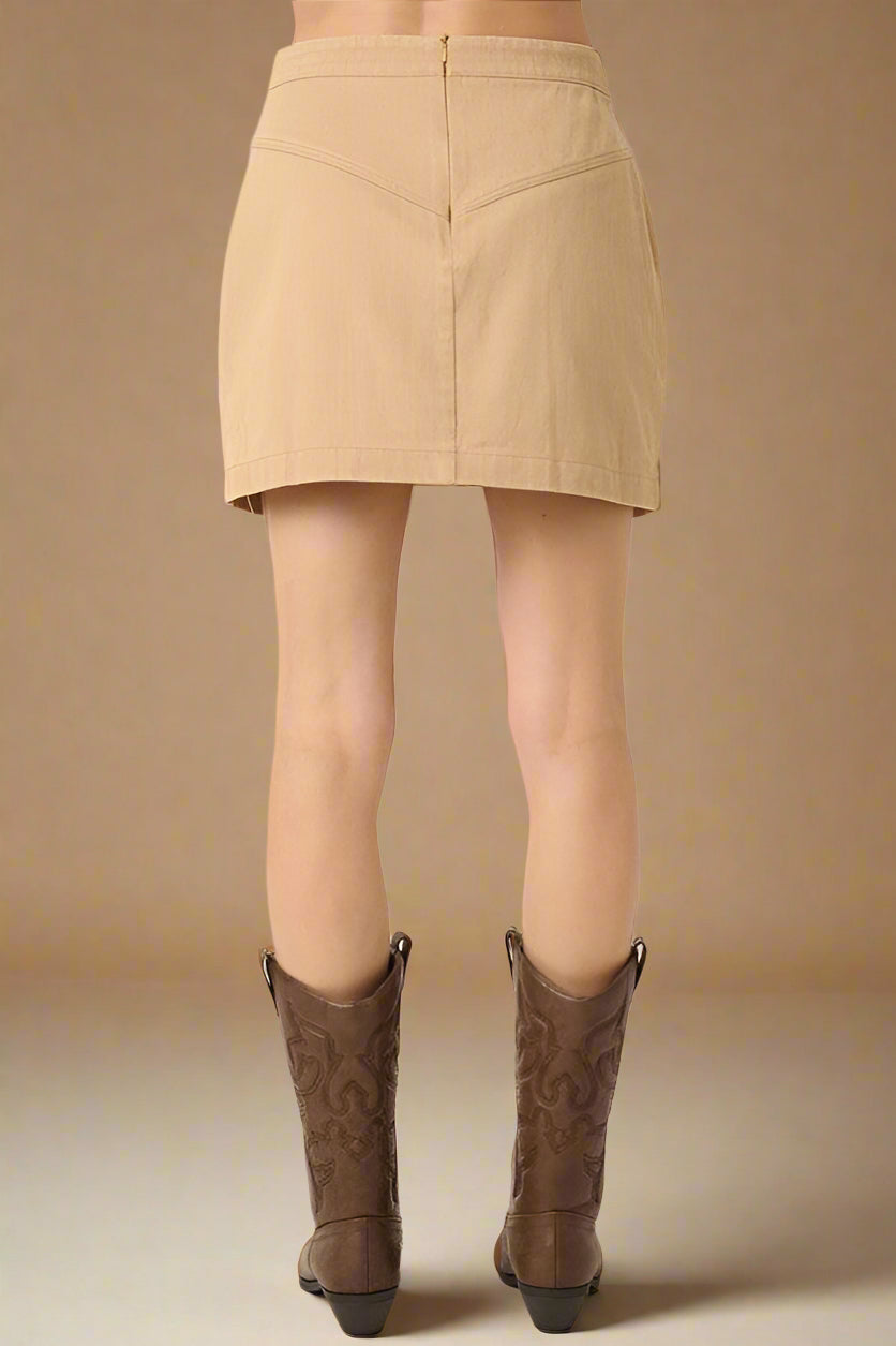 Mittoshop Zipper Back Twill Mini Skirt
