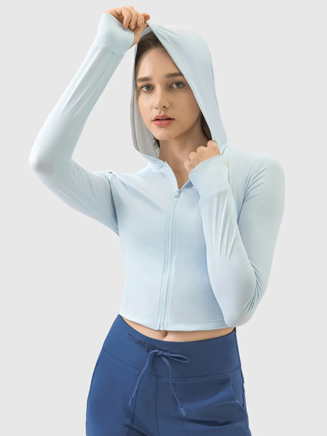 Zip up Hooded Long Sleeve Active Outerwear
