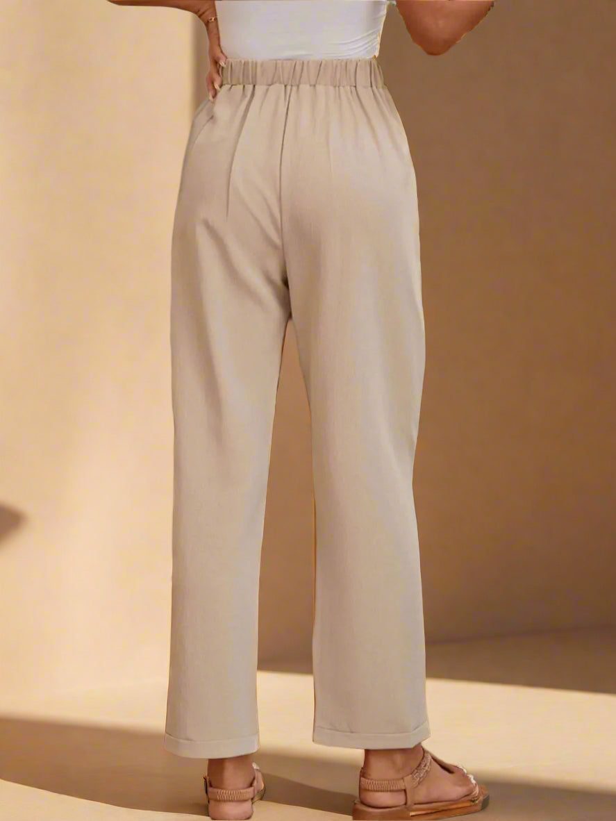 Ruched Half Elastic Waist Pants