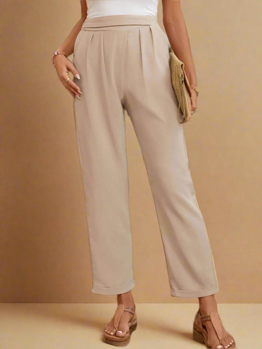 Ruched Half Elastic Waist Pants