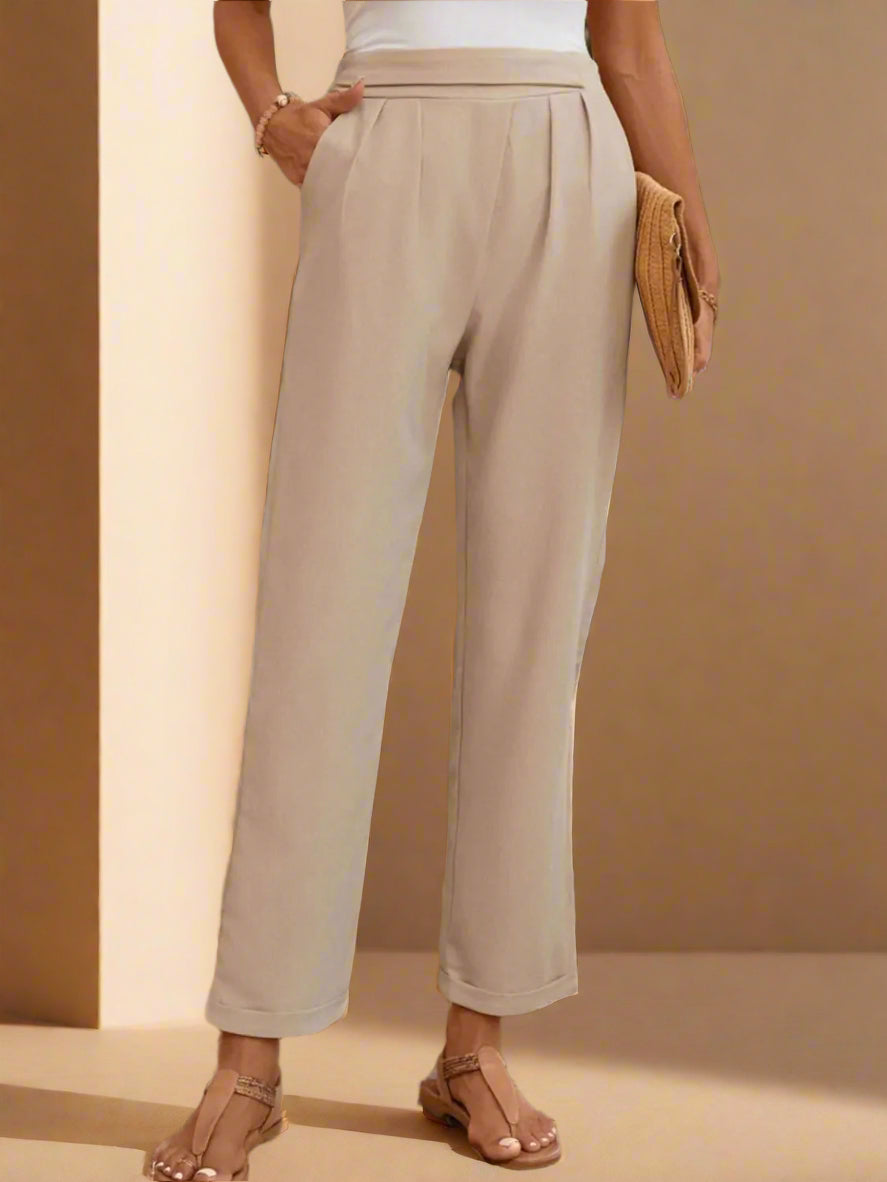 Ruched Half Elastic Waist Pants
