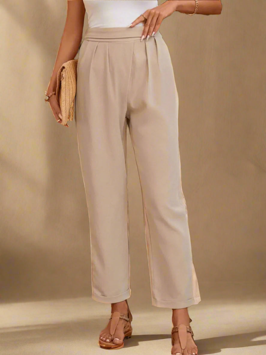Ruched Half Elastic Waist Pants