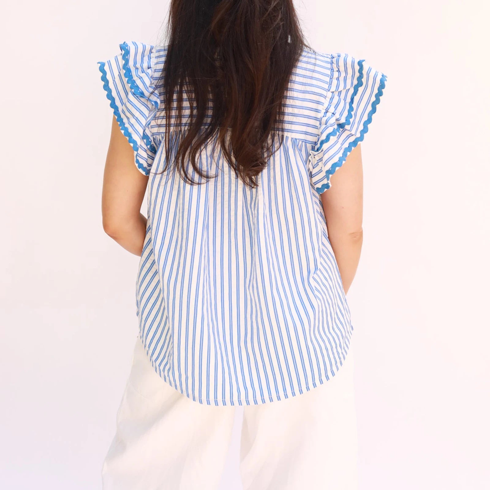 Women's Ruffled Striped Shirt