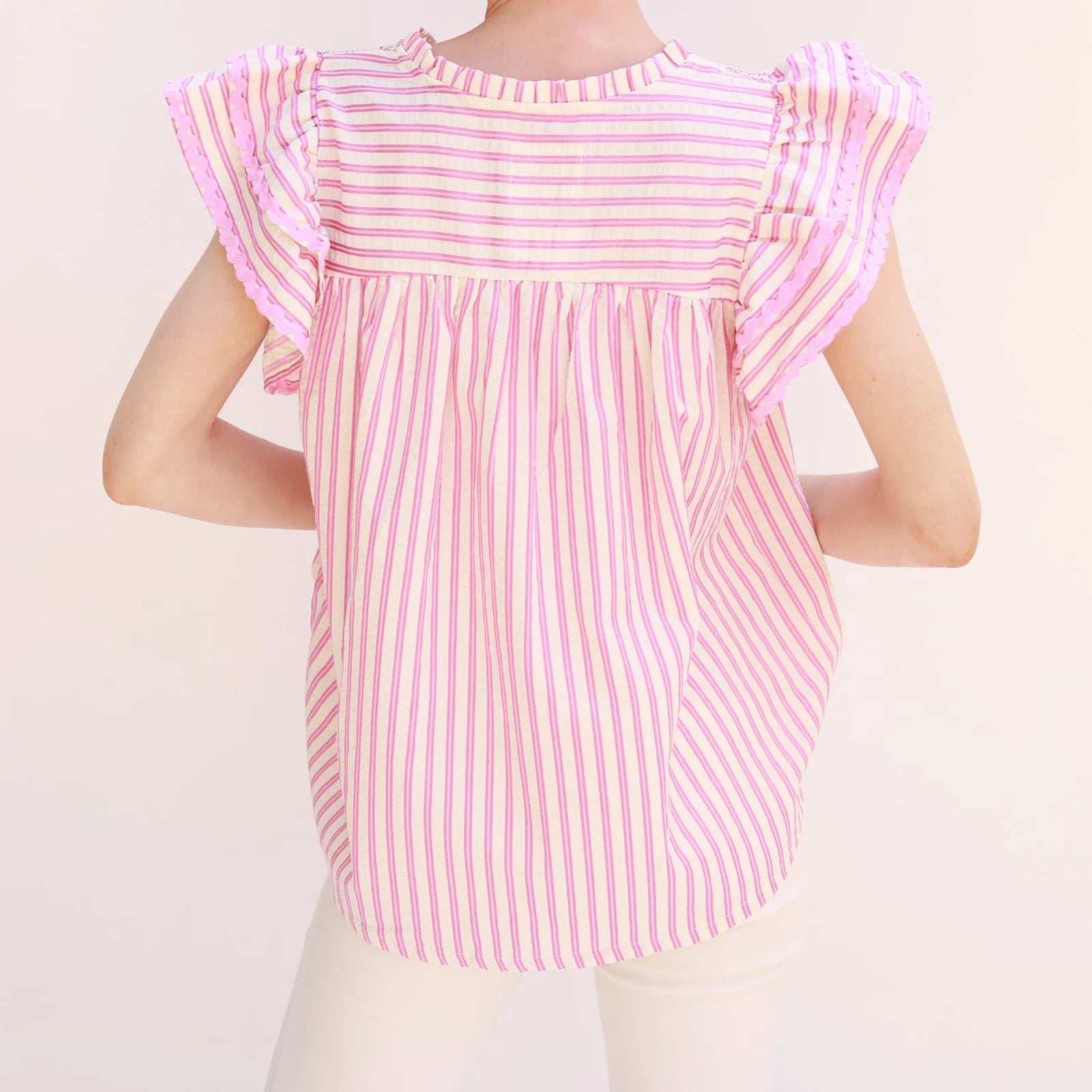 Women's Ruffled Striped Shirt