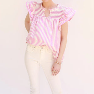 Women's Ruffled Striped Shirt