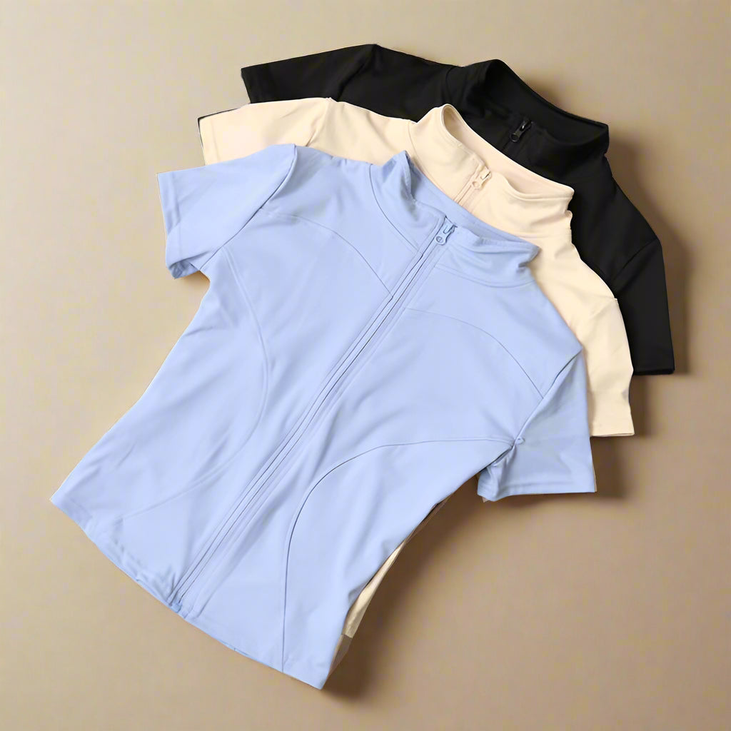 Women's Zip-Up Short Sleeve Shirt
