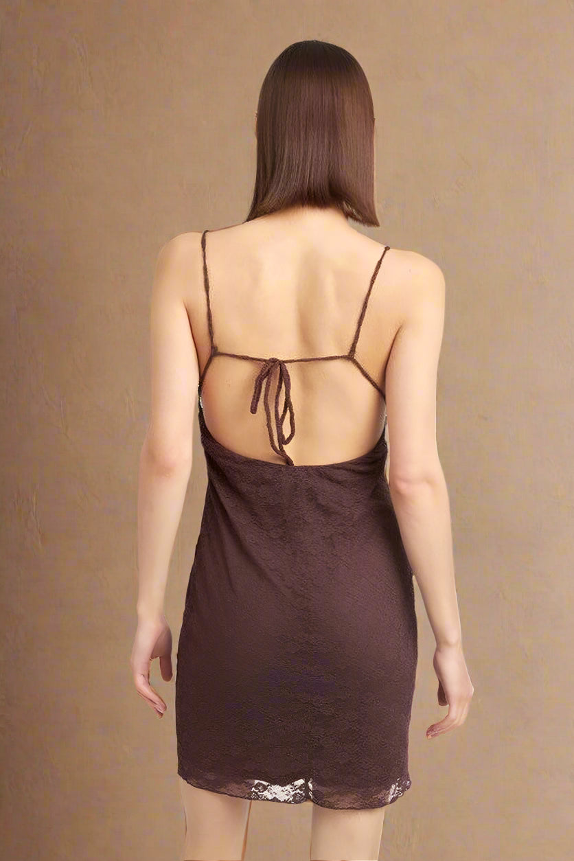 SPAGHETTI STRAP RUCHED BUST MINI DRESS
