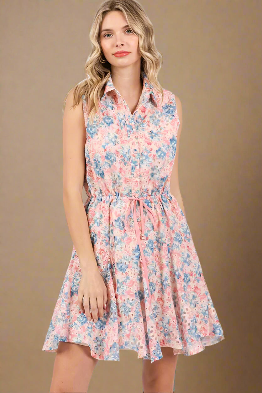 Floral Eyelet Mini Dress