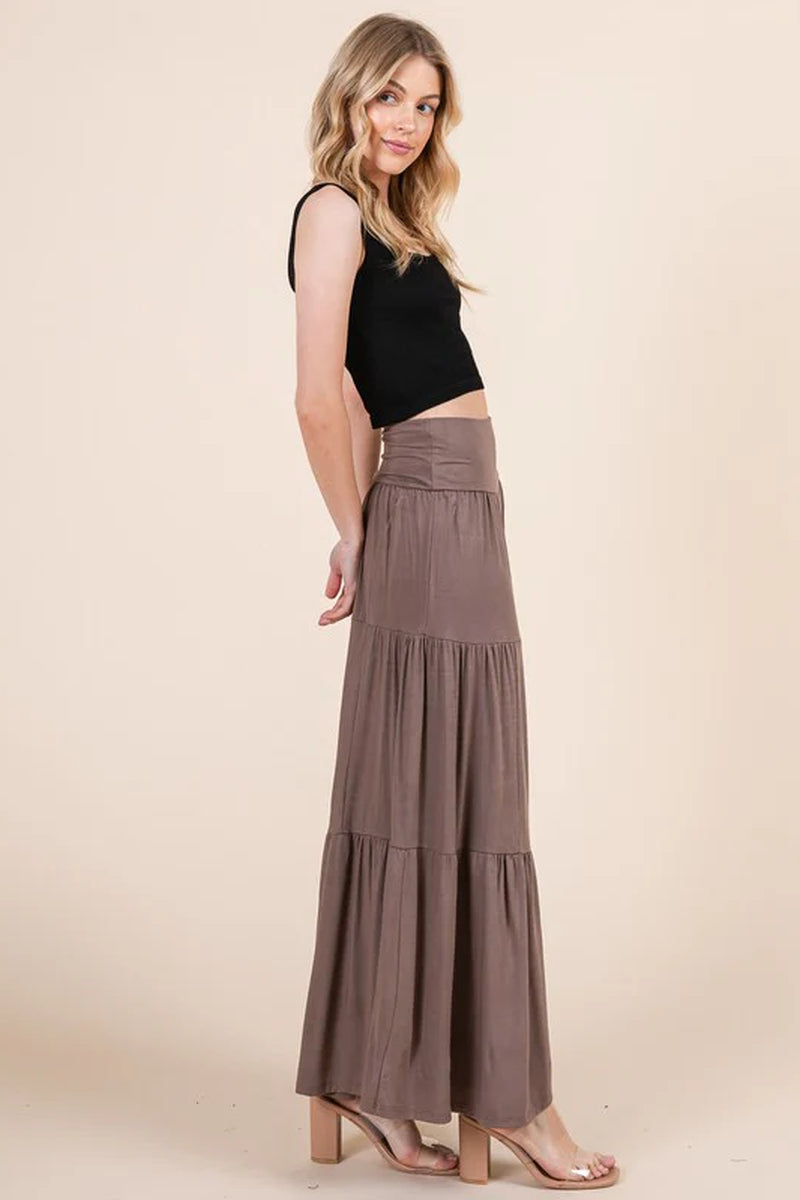 Solid Tiered Ruffle Skirt