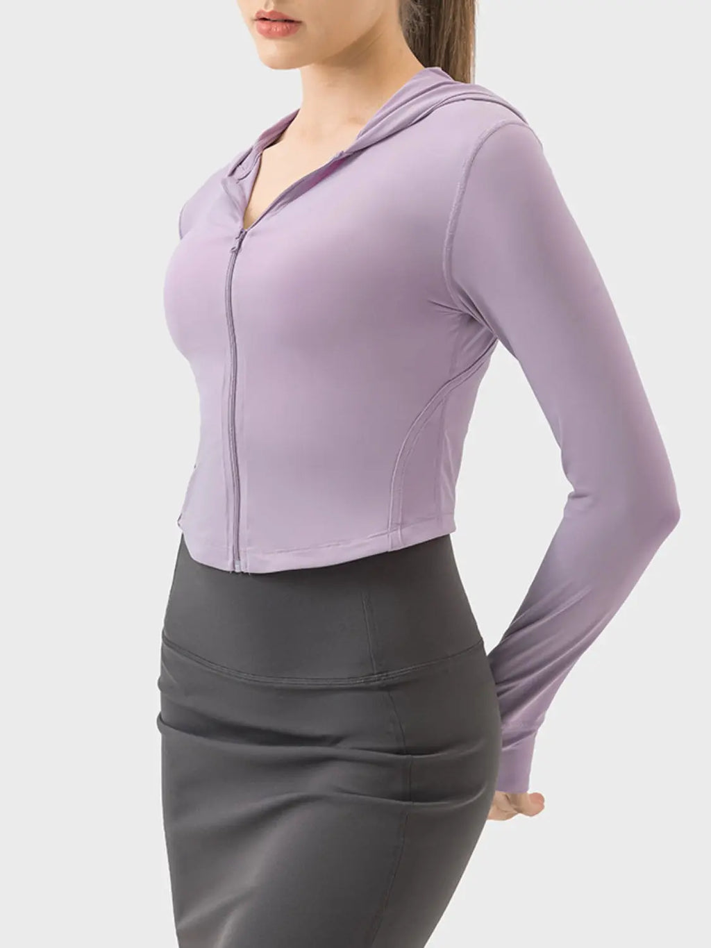 Zip up Hooded Long Sleeve Active Outerwear