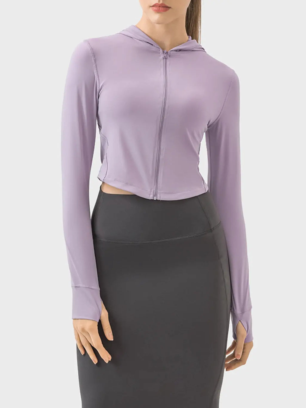 Zip up Hooded Long Sleeve Active Outerwear
