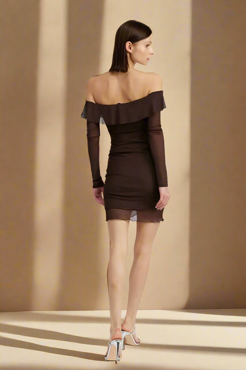 OFF SHOULDER MINI DRESS with RUFFLE DETAIL